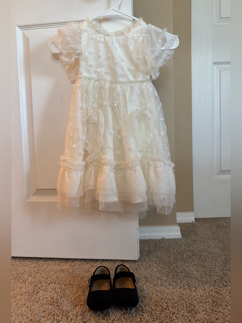 Kensie Girl Ivory Tulle Party Dress with Sequins